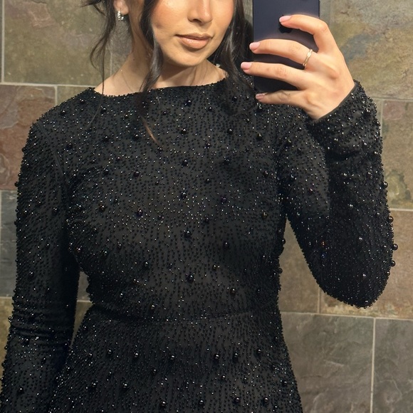 BEAUTIFUL black beaded dress! Maxi - Picture 2 of 5